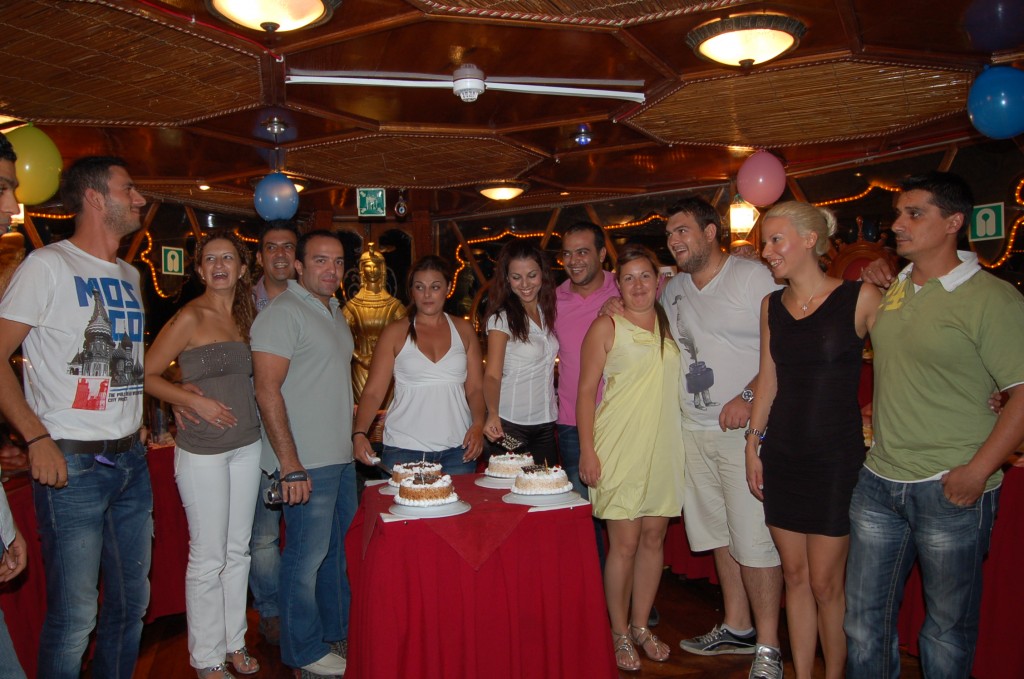 Birthday party at Cleopatra dhow cruise in Dubai  greek 